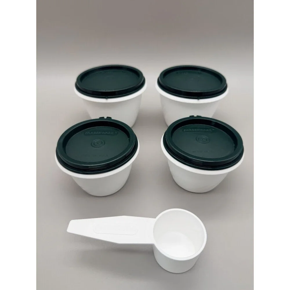 VTG Farberware Koffee Keeper Set 13 Pc Hunter Green Coffee Canisters 90s Retro